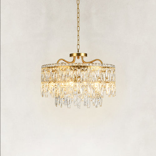 Nora Crystal Brushed Gold Round Chandelier 24