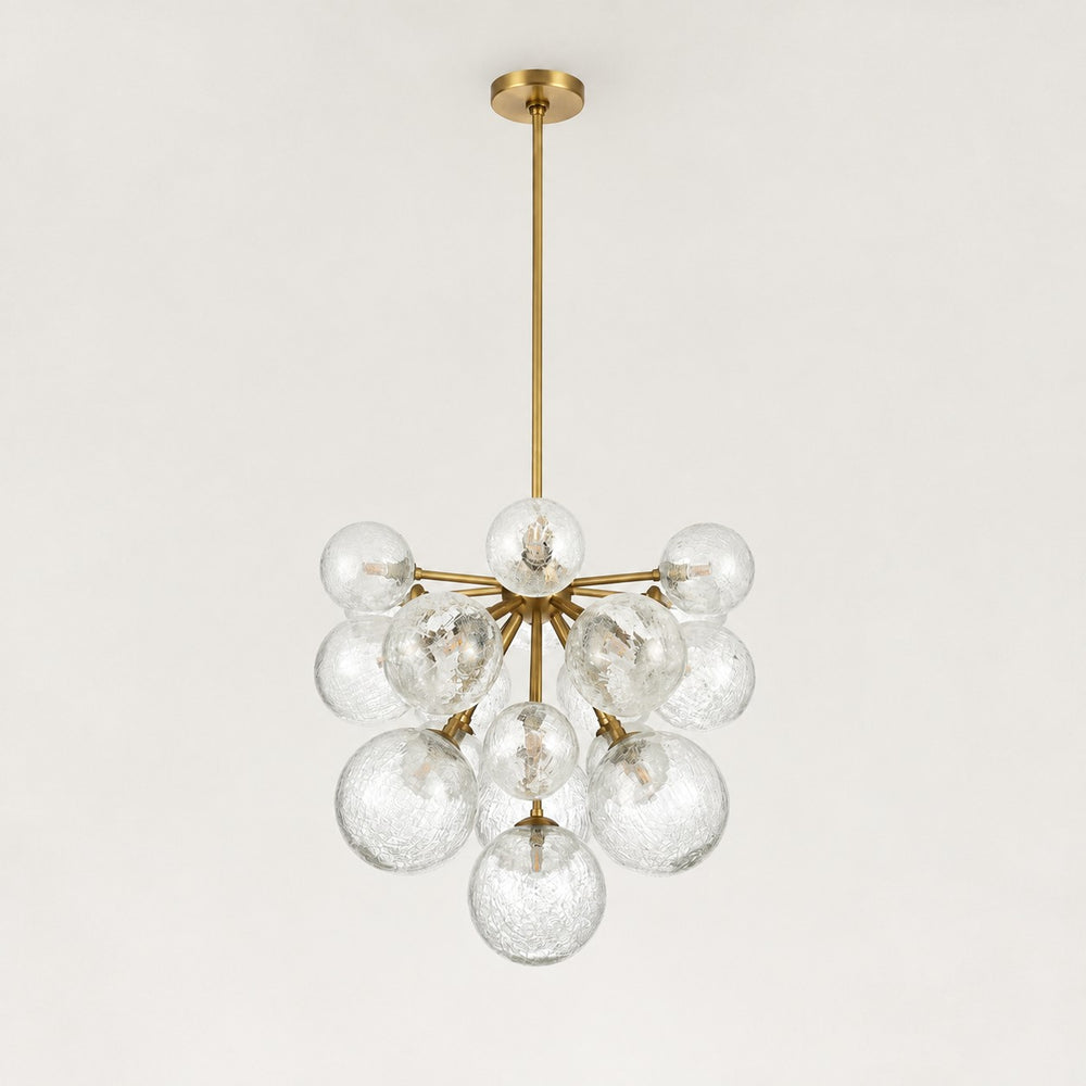 Norevia Crackled Glass Round Chandelier 24"D