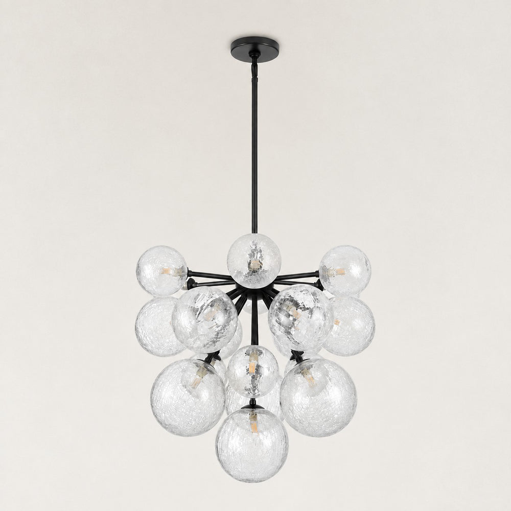 Norevia Crackled Glass Round Chandelier 24"D