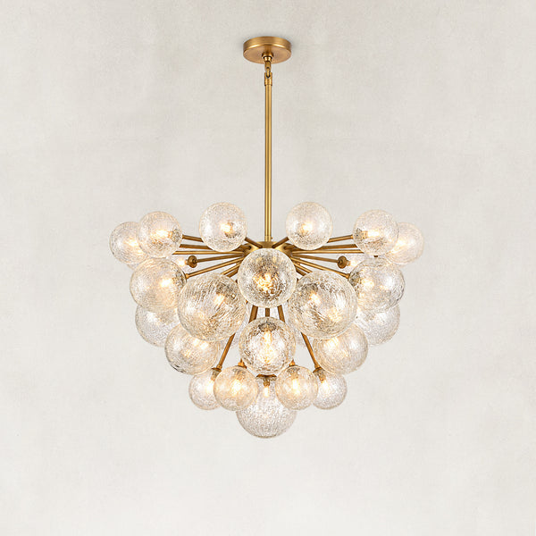 Norevia Crackled Glass Round Chandelier 36"D