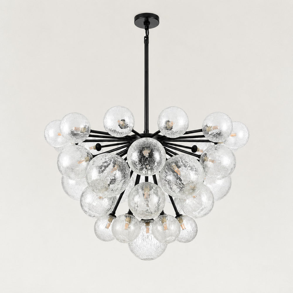 Norevia Crackled Glass Round Chandelier 36"D