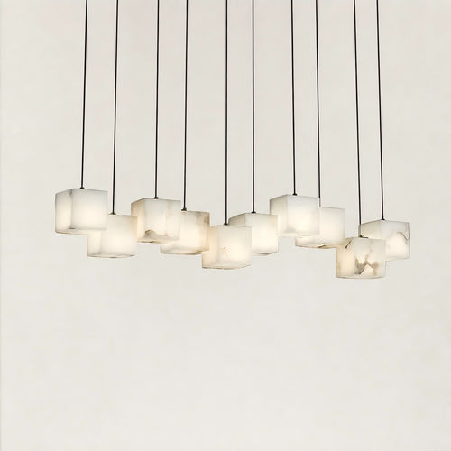 Nura Cube Natural Alabaster 10-Light Linear Pendant 46