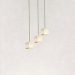 Nura Cube Natural Alabaster 3-Light Round Chandelier 8"D
