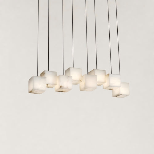 Nura Cube Natural Alabaster 8-Light Linear Pendant 36