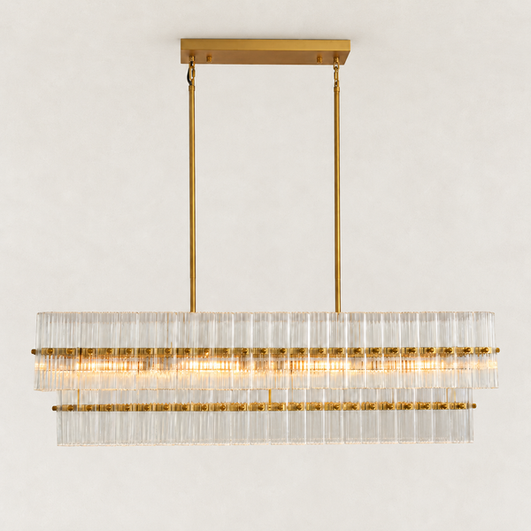 Olea Glass Ribbed 2-Tier Linear Chandelier 42"W