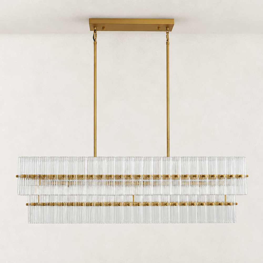 Olea Glass Ribbed 2-Tier Linear Chandelier 42"W