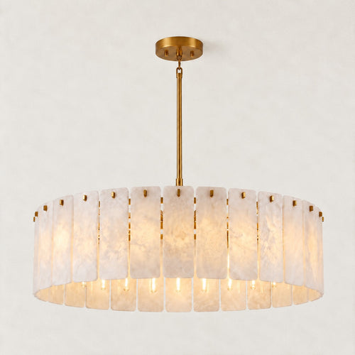 Opalis Alabaster Round Chandelier 48”D