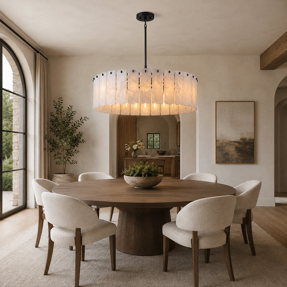 Opalis Alabaster Round Chandelier 48”D