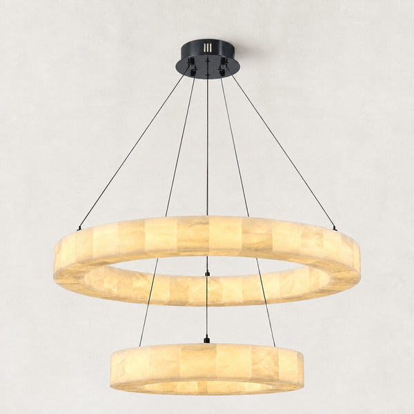 Orba Alabaster 2 Tiered Round Chandelier 31.5"D