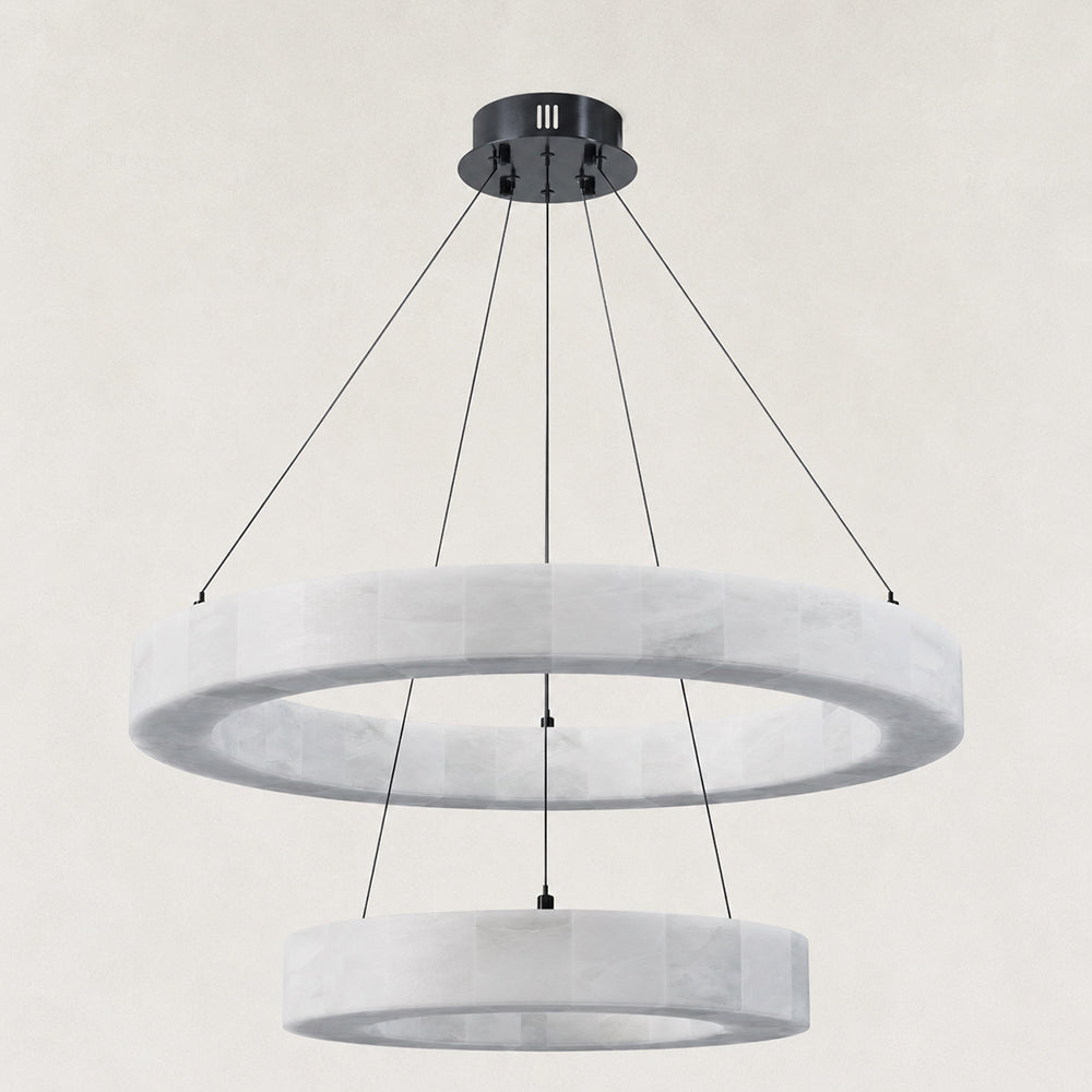 Orba Alabaster 2 Tiered Round Chandelier 31.5"D