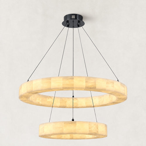 Orba Alabaster 2 Tiered Round Chandelier 31.5