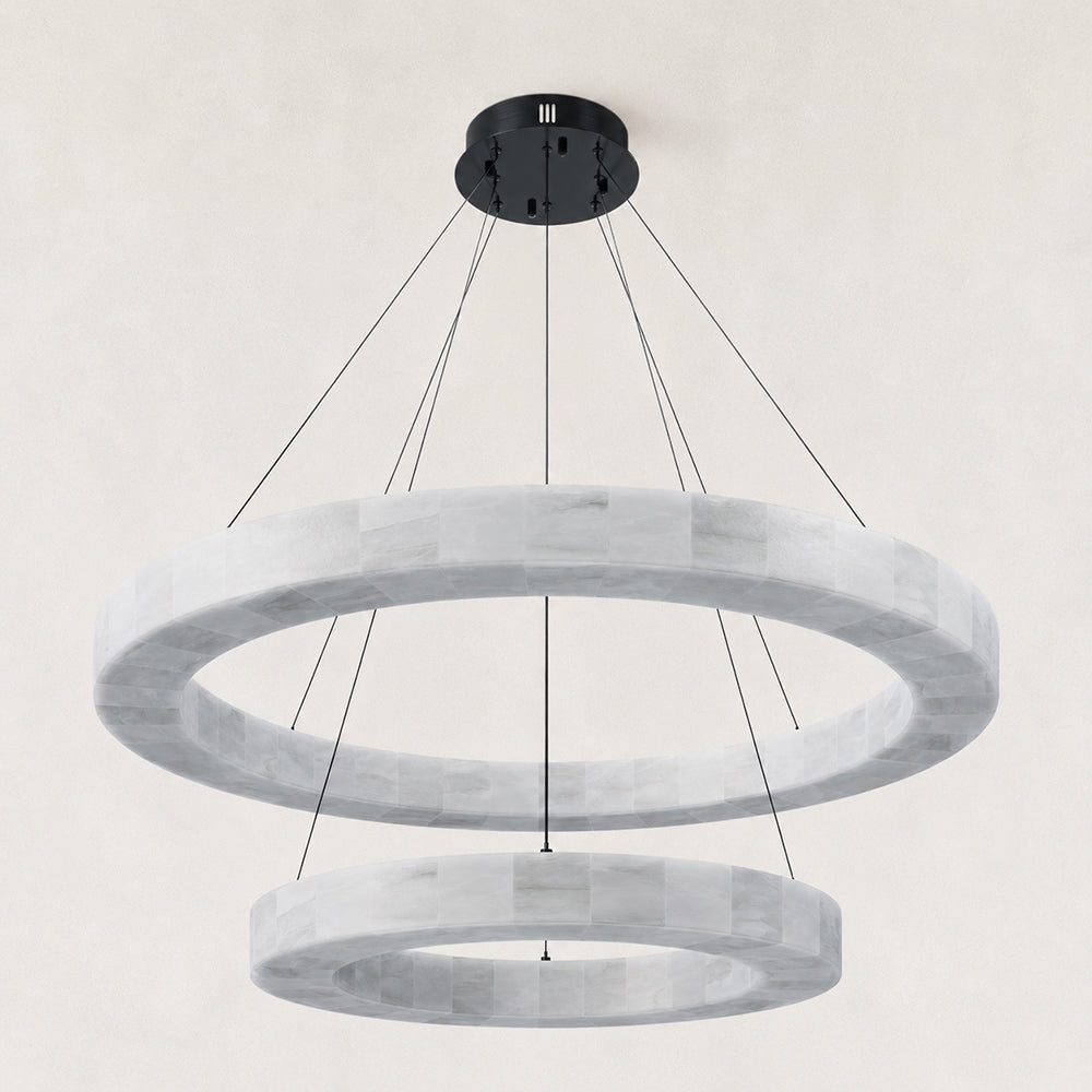 Orba Alabaster 2 Tiered Round Chandelier 39.4"D
