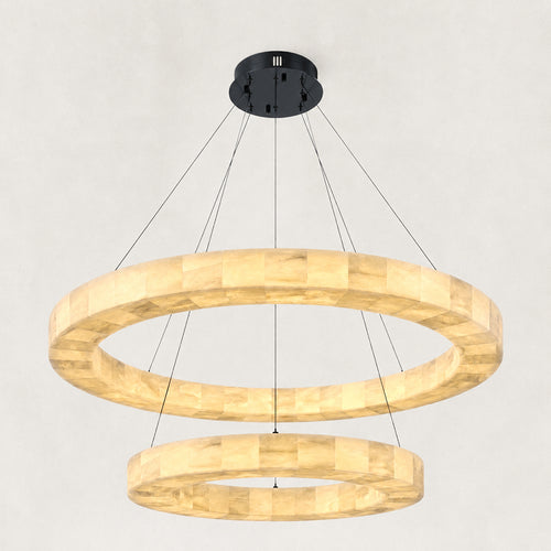 Orba Alabaster 2 Tiered Round Chandelier 39.4