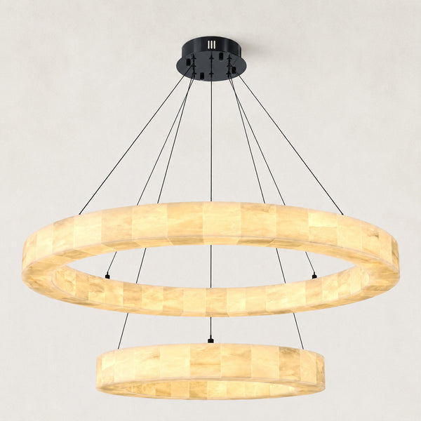 Orba Alabaster 2 Tiered Round Chandelier 47.3"D