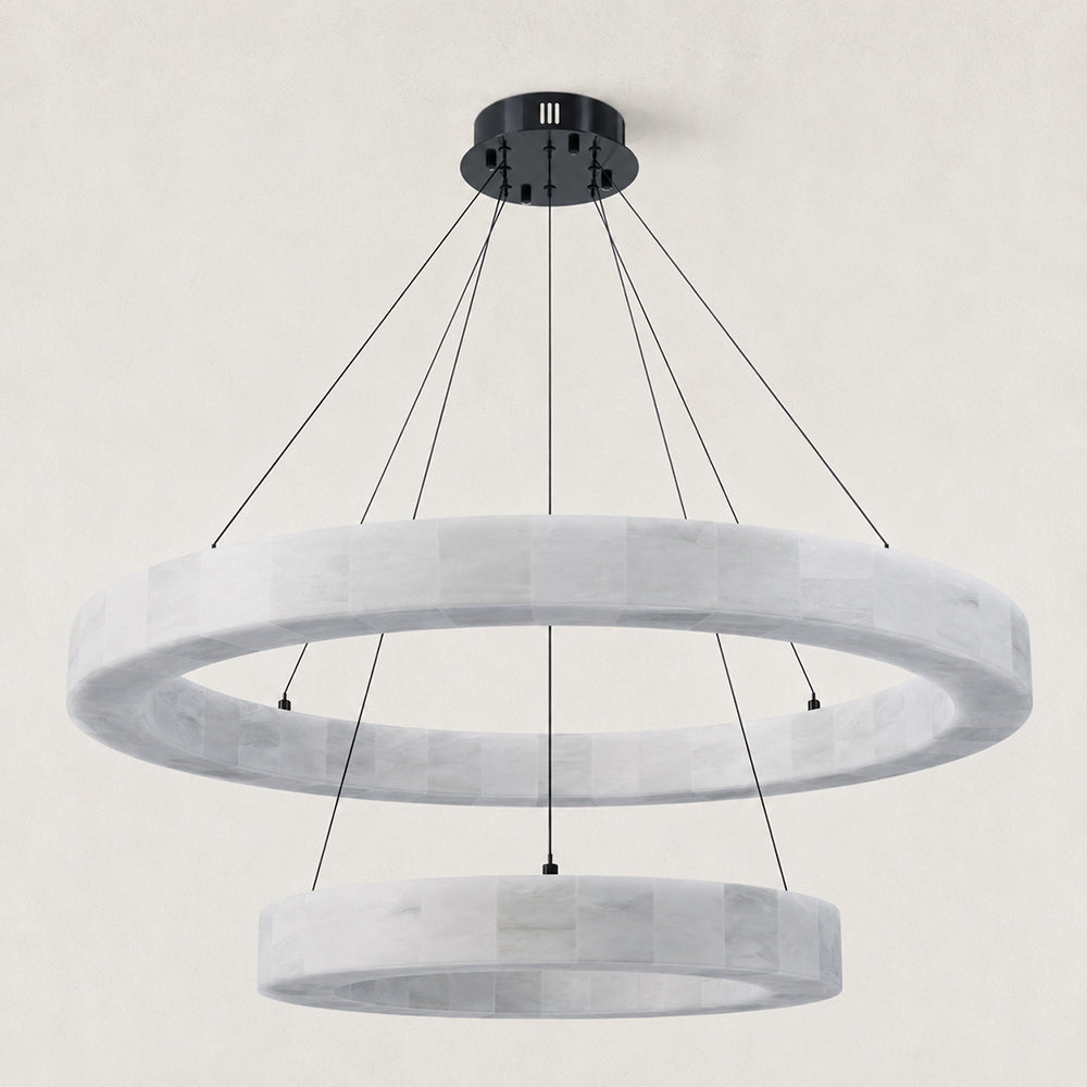 Orba Alabaster 2 Tiered Round Chandelier 47.3"D