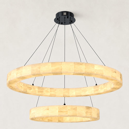 Orba Alabaster 2 Tiered Round Chandelier 47.3
