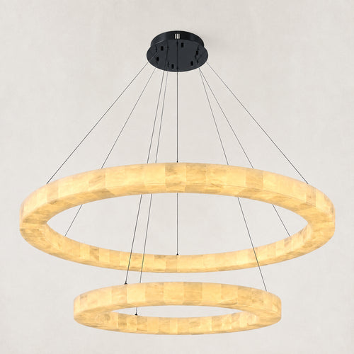 Orba Alabaster 2 Tiered Round Chandelier 59