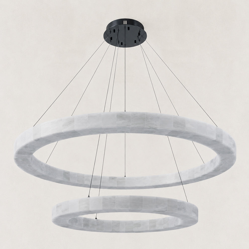 Orba Alabaster 2 Tiered Round Chandelier 59"D
