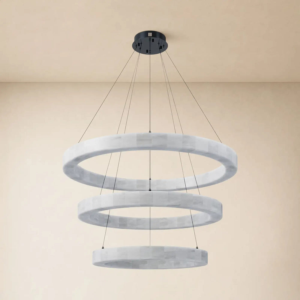 Orba Alabaster 3 Tiered Round Chandelier 47.3"D