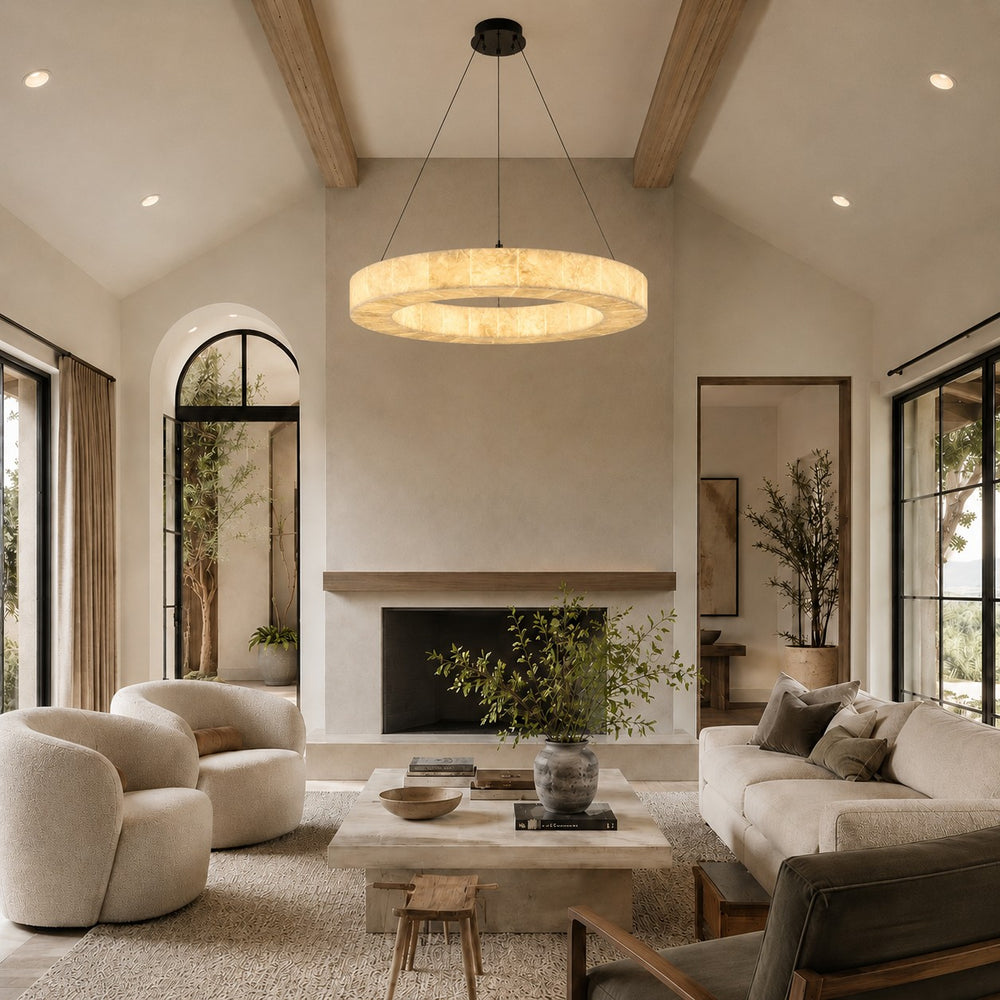 Orba Alabaster Round Chandelier 23.6"D