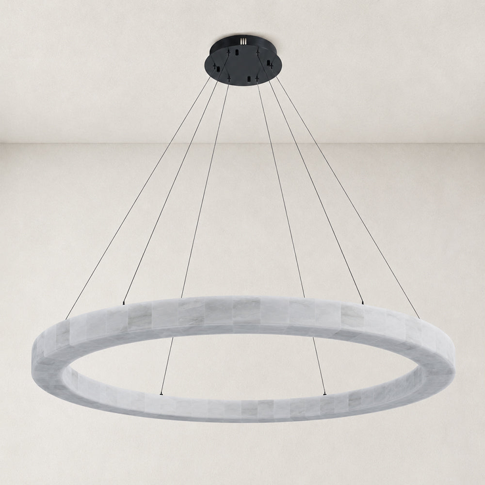 Orba AlabasterRound Chandelier 59"D