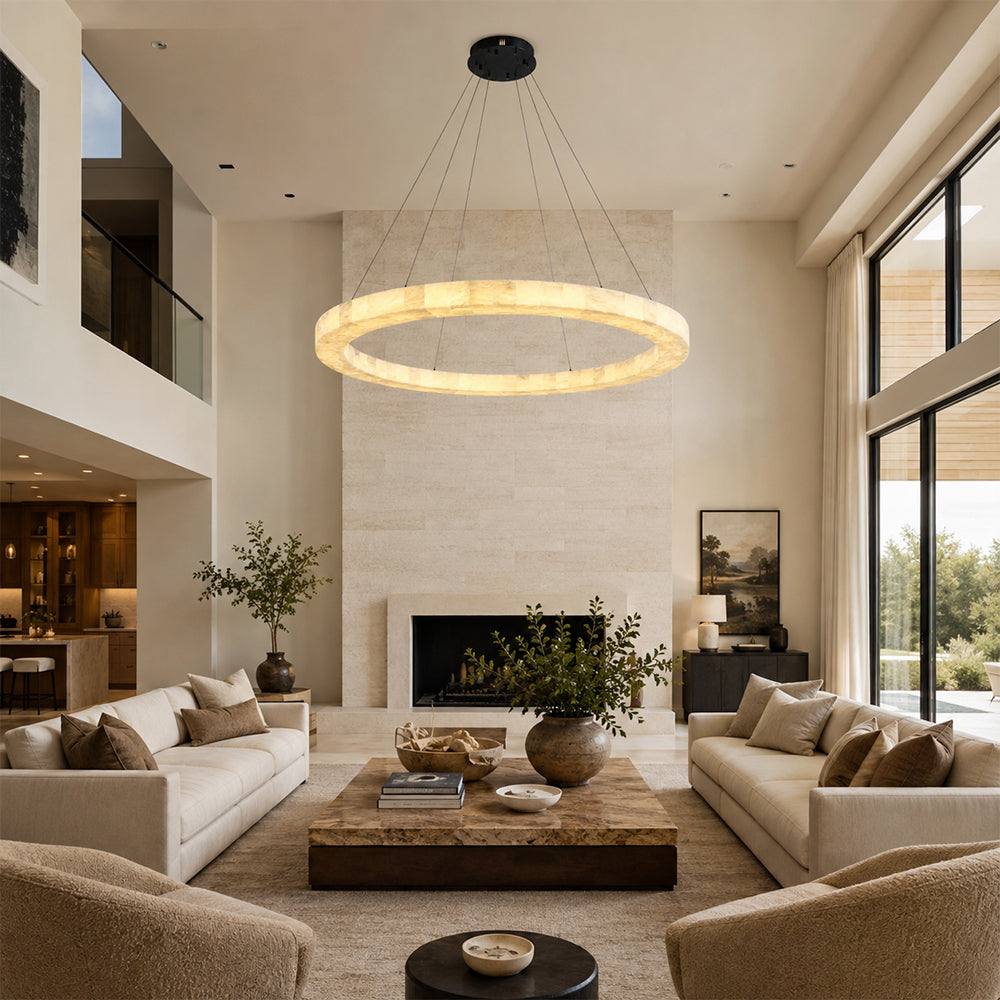 Orba AlabasterRound Chandelier 59"D