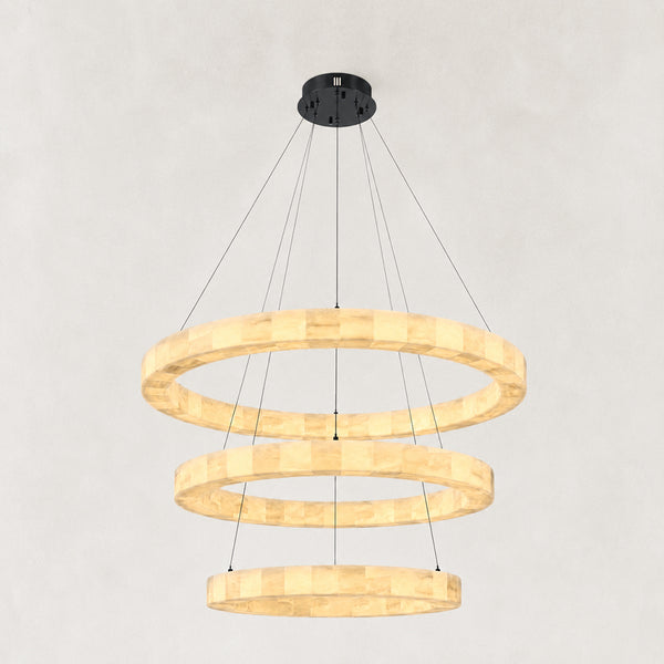 Orba Alabaster 3 Tiered Round Chandelier 31"D