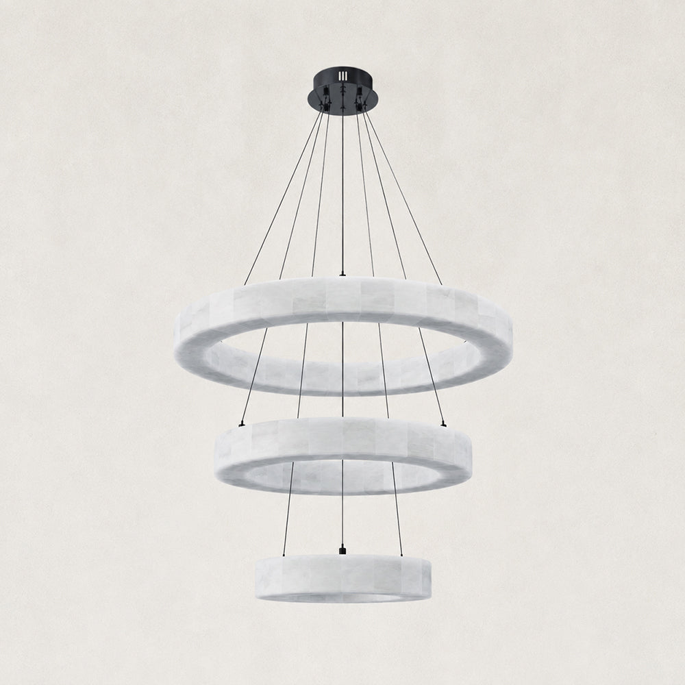 Orba Alabaster 3 Tiered Round Chandelier 31"D