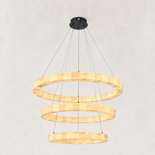 Orba Alabaster 3 Tiered Round Chandelier 31
