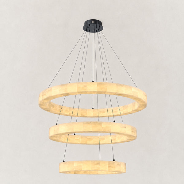 Orba Alabaster 3 Tiered Round Chandelier 39.4"D