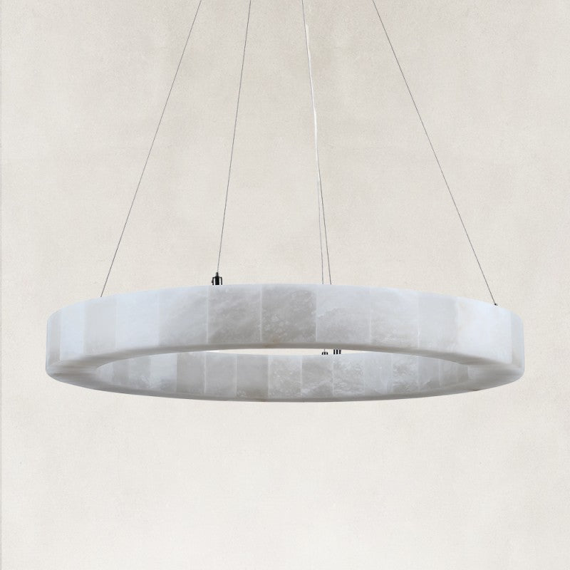 Orba Alabaster Halo Chandelier 30"D