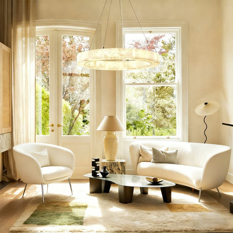 Orba Alabaster Halo Chandelier 30"D