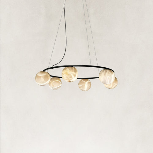 Orbital Cluster Alabaster 6-Light Chandelier 27