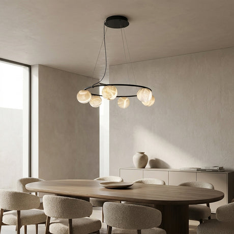 Orbital Cluster Alabaster 6-Light Chandelier 27"D