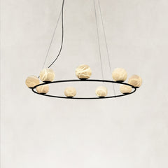 Orbital Cluster Alabaster 9-Light Chandelier 39