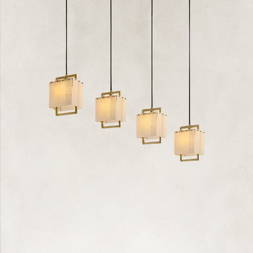 Orivan Alabaster 4-Light Cluster Dome Chandelier 36