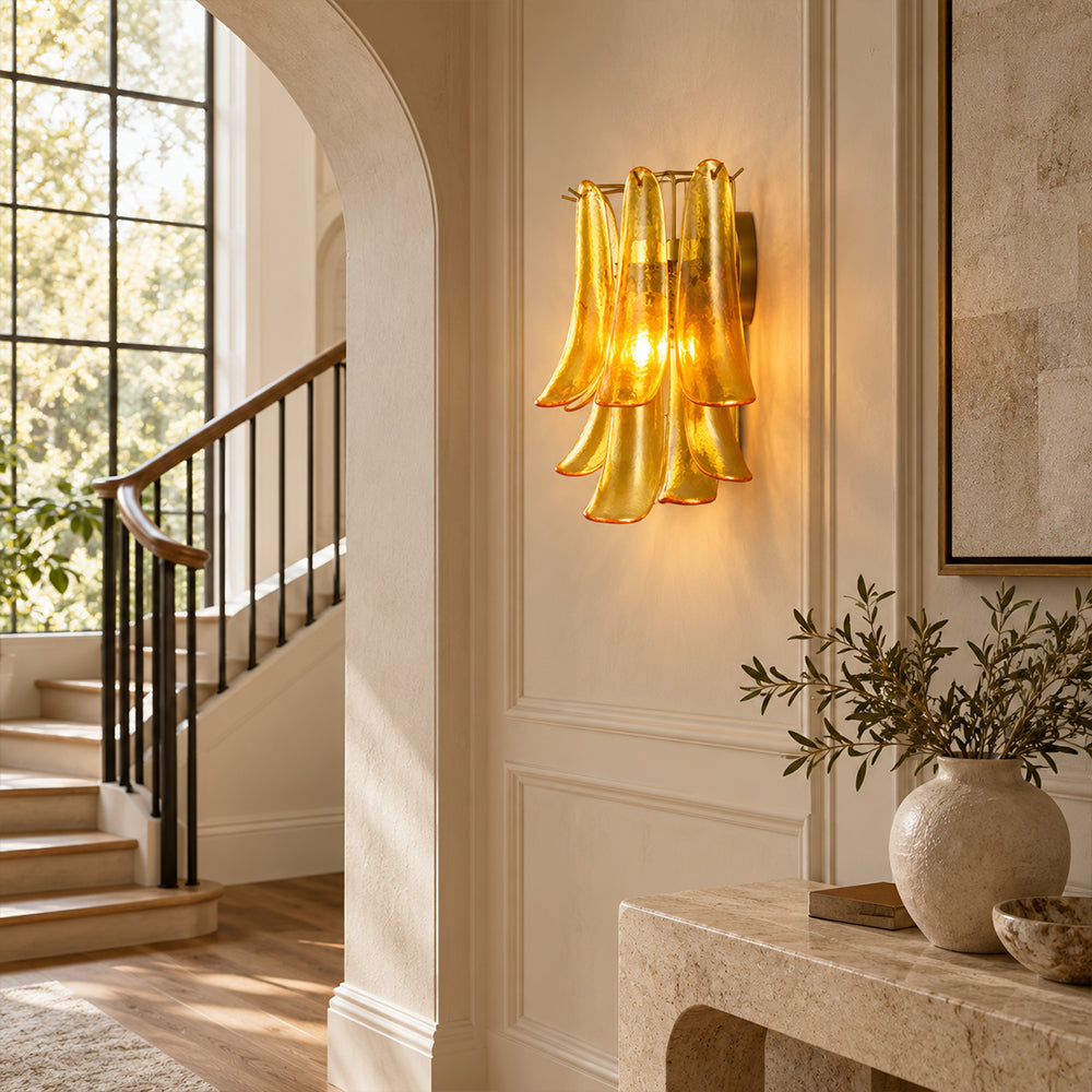 Orlena Glass Petal Wall Sconce 13"W