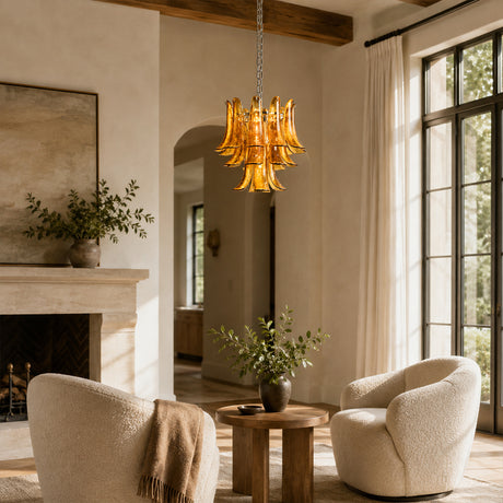 Orlena Glass Petal Chandelier 19.6"D
