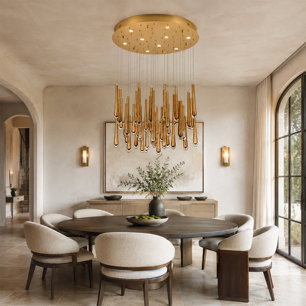 Orvelle Crystal Round Cascade Chandelier 36"D