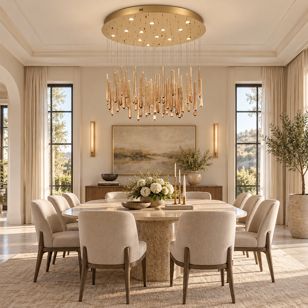 Orvelle Crystal Round Cascade Chandelier 48"D