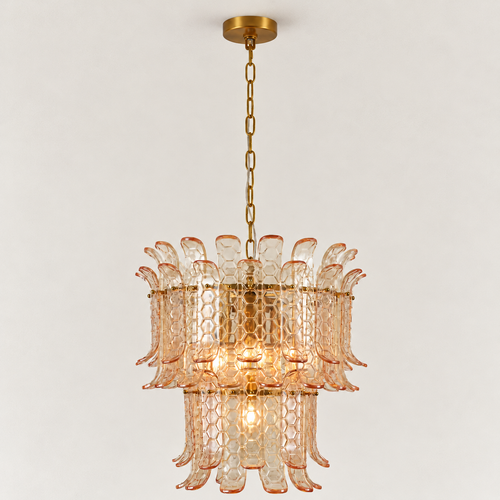 Orya Glass Curved 2-Tier Round Chandelier 20