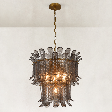 Orya Glass Curved 2-Tier Round Chandelier 20"D