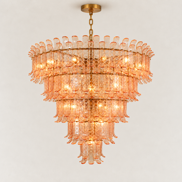Orya Glass Curved 5-Tier Round Chandelier 45"D