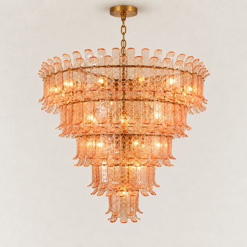 Orya Glass Curved 5-Tier Round Chandelier 45