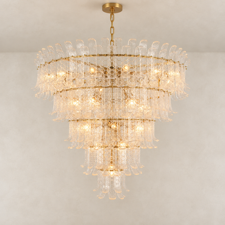 Orya Glass Curved 5-Tier Round Chandelier 45"D