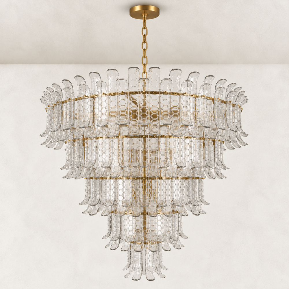 Orya Glass Curved 5-Tier Round Chandelier 45"D