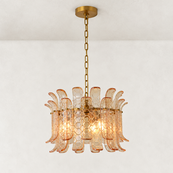 Orya Glass Curved Round Chandelier 16"D