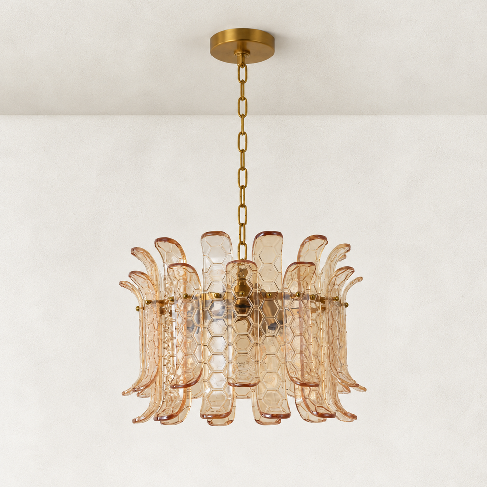 Orya Glass Curved Round Chandelier 16"D