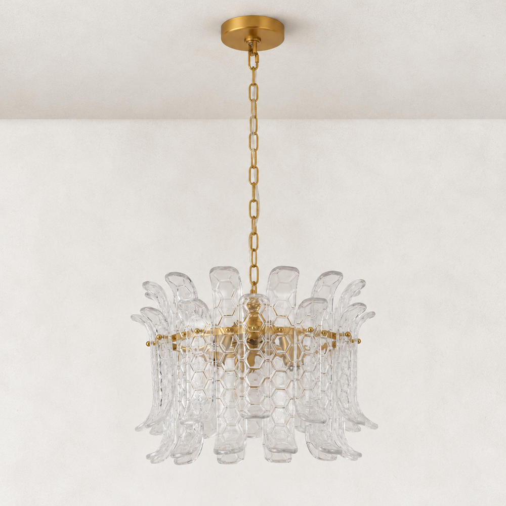 Orya Glass Curved Round Chandelier 16"D