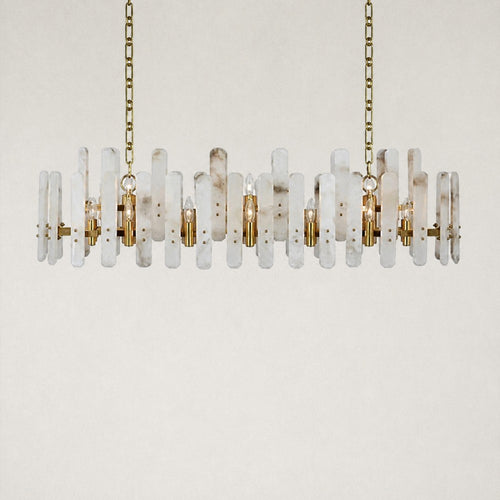 Ovara Elongated Alabaster Linear Chandelier 40